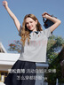 百圖（betu）女裝2026年夏季新款T恤半拉鏈上衣撞色翻領(lǐng)短袖POLO衫女2603D05 灰色 S （灰色預售04/06發(fā)貨） 曬單實(shí)拍圖
