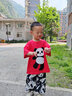 A 21 FUNB童裝男童夏款套裝2025新款夏季洋氣兒童短袖長(cháng)褲男孩3歲帥氣衣服 熊貓圖案紅色 110 cm(建議身高105cm左右) 曬單實(shí)拍圖