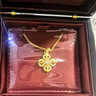 老鋪黃金古法手工足金項鏈 · 十字金剛杵(2號)鉆飾吊墜（金鏈款） 中號肖邦鏈款金重約13.39g 曬單實(shí)拍圖