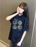 花花公子（PLAYBOY）韓系簡(jiǎn)約短袖女夏季2026年新款高級寬松顯瘦百搭圓領(lǐng)半袖t恤上衣 230克藏青色 XL  125-135斤 曬單實(shí)拍圖
