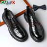 卡帝樂(lè )鱷魚(yú)（CARTELO）手抓紋皮鞋男低幫厚底商務(wù)軟牛皮男鞋休閑男士婚鞋9695 黑色 42 曬單實(shí)拍圖