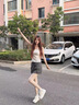 心楠美式灰色工裝高腰半身裙女夏季新款大碼胖mm顯瘦防走光a字短裙子 灰色XL碼【建議119-132斤】自帶底褲 曬單實拍圖
