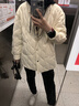 波司登（BOSIDENG）春秋輕薄羽絨服女短款90絨襯衫領(lǐng)商務(wù)寬松顯瘦保暖外套 奶油淺米7392 XL 175/96A 體重約150-160斤 曬單實(shí)拍圖