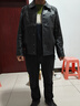 太平鳥(niǎo)男裝夾克外套皮衣翻領(lǐng)氣質(zhì)寬松休閑時(shí)尚 黑色1 S 曬單實(shí)拍圖