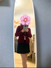 三彩2026春秋新款山茶花針織衫長(zhǎng)袖圓領(lǐng)假兩件新年毛衫M 大紅色 L 165/88A 曬單實(shí)拍圖