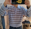 優(yōu)衣庫女裝柔滑棉質(zhì)POLO領(lǐng)條紋針織衫/毛衣毛衫484503 60 淺藍色 M 曬單實(shí)拍圖
