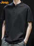 JEEP吉普短袖T恤男士夏季polo襯衫領(lǐng)潮流休閑百搭衣服男裝 黑色 2XL 曬單實(shí)拍圖