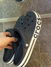 卡駱馳（CROCS）貝雅卡駱班洞洞鞋輕便耐磨一腳蹬休閑鞋女鞋時(shí)尚沙灘鞋|205089 黑色/白色-066 44 (280mm) 曬單實(shí)拍圖