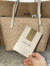 蔻馳（COACH）【春尚新】女包經(jīng)典標志女士中號單肩手提托特包送女生禮物 沙黃色拼粉筆白色CBT18IMXDM 禮物 曬單實(shí)拍圖