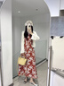 茵曼（INMAN）繁花裙|海邊度假風(fēng)打攬吊帶連衣裙2026夏季女裝新款無(wú)袖紅色裙子 紅色 M 曬單實(shí)拍圖