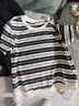 香影流蘇條紋黑色t恤女短袖2026夏裝新款寬松休閑風(fēng)正肩圓領(lǐng)上衣 黑色 M 160/84A/95-110斤 曬單實(shí)拍圖