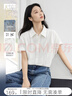 對白（DUIBAI）亞麻混紡白色短袖襯衫女2026夏新款通勤寬松輕薄透氣襯衣上衣 月光白 M 曬單實拍圖