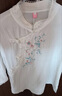 彩木夏七分袖棉麻T(mén)恤女夏刺繡寬松棉麻春季新款文藝復古上衣女立領(lǐng)襯衫 白色 M 曬單實(shí)拍圖