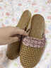 京厽日本老人防滑拖鞋亞麻包頭男士室內居家居防摔防臭藤編草織女涼鞋 蘭色 35-36 曬單實(shí)拍圖