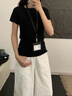 尤克達蒂（yookdd）正肩短袖t恤女夏2026新款修身緊身顯瘦半袖內搭打底上衣 正肩短袖【黑色】 M 曬單實拍圖