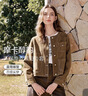 百圖（betu）女裝2026年春季新款短外套環(huán)保鹿皮絨撞色明線(xiàn)潮流外套女2601T32 摩卡色 XS 曬單實(shí)拍圖