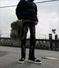 潮崖網(wǎng)紅同款美式高街輕奢穿搭潑墨D2牛仔褲男補(bǔ)丁破洞修身小腳長褲男 黑色5119 33 【建議125-135斤】 曬單實拍圖