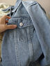 唐獅2026新款女翻領(lǐng)牛仔外套減齡小個(gè)子短款韓版上衣 牛仔藍 L 曬單實(shí)拍圖