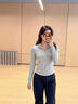 班尼路長(cháng)袖t恤女速干修身半拉鏈設計感內搭健身跑步吸濕排汗運動(dòng)上衣服 淺灰#純色 M 曬單實(shí)拍圖