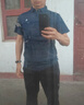 夢特嬌品牌桑蠶絲夏季男士爸爸短袖T恤翻領中年條紋休閑口袋POLO 哈青 M 165建議100-120斤 曬單實拍圖