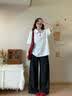 QGF 學院風小清新撞色刺繡polo短袖t恤女夏季新款明線運動上衣體恤衫 白色 【高品質】 M [建議90-100斤] 曬單實拍圖