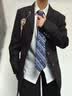 花花公子（PLAYBOY）日系dk制服西裝外套男春季高級感痞帥寬松休閑西服套裝學生jk班服 黑色西服+西褲 【送金屬徽章】 XL 【建議120-135斤】 曬單實拍圖