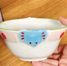 舍里卡通釉下彩餐具陶瓷碗盤子兒童吃飯碗高顏值湯碗蒸蛋碗家用雙耳碗 卡通十件套A 曬單實拍圖