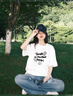MJ STYLE純棉短袖T恤女2026春夏新款小清新字母印花居家通勤寬松打底衫 曬單實拍圖