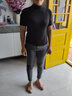 筱質(zhì)磐 莫代爾半高領(lǐng)t恤女短袖ins潮洋氣夏季黑色中領(lǐng)半袖打底衫緊身衣 黑色:白色【兩件裝】半高領(lǐng) XL:120-140斤 曬單實(shí)拍圖