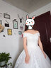 法蒂雅新娘結(jié)婚主婚紗禮服2023新款白色一字雙肩大碼綁帶秋冬簡約森系 白色齊地 S 曬單實拍圖