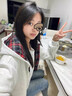 2025新款拼接格子連帽開衫衛(wèi)衣女春秋冬寬松薄款上衣拉鏈開衫外套 白灰色【春秋薄款】 M 曬單實拍圖