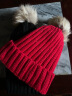 帽子女冬季韩版毛线帽仿貉子毛球冬天加绒加厚保暖学生护耳套头针织帽冬帽可爱 红色 通码 实拍图