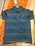 夢特嬌品牌桑蠶絲夏季男士爸爸短袖T恤翻領中年條紋休閑口袋POLO 哈青 M 165建議100-120斤 曬單實拍圖
