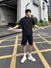 馬克華菲（MARK FAIRWHALE）休閑套裝男士2026夏季新款運動工作寬松高級感上衣短袖襯衫服褲子 黑色 【夏季薄款】 XL 【建議130-145斤】 曬單實拍圖