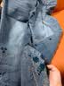 啄木鳥春夏季中國風九分高腰刺繡花微喇叭牛仔褲女士2026年顯高顯瘦褲子 藍色薄 輕薄 XL 【建議 115-125斤】 曬單實拍圖