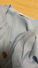 百圖betu女裝春夏新款襯衫圓領(lǐng)不規(guī)則紐扣七分袖襯衫女2403T39 藍(lán)色 L 曬單實(shí)拍圖