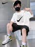 耐克（NIKE）男童夏套裝2026新款兒童夏季純棉短袖兩件套酷帥小男孩夏天衣服潮 正黑色【純棉兩件套】 /假一賠十 140 /S 【建議身高128-140cm】 曬單實拍圖