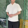 倉石一樹v領商務polo衫短袖男款痞帥高級感2026新款上衣夏季冰絲七分袖t恤 白色 XL 【建議150斤以內】 曬單實拍圖