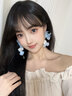 宜品達花朵流蘇耳環女氣質高級感小眾2026年新款無耳洞耳夾海邊度假耳飾 藍色花朵無耳洞耳夾款 曬單實拍圖