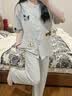 另約純棉睡衣女款卡通小狗2026新款夏季全棉帶胸墊短袖長(zhǎng)褲時(shí)尚家居服 三只小狗 【固定胸墊】 M 曬單實(shí)拍圖