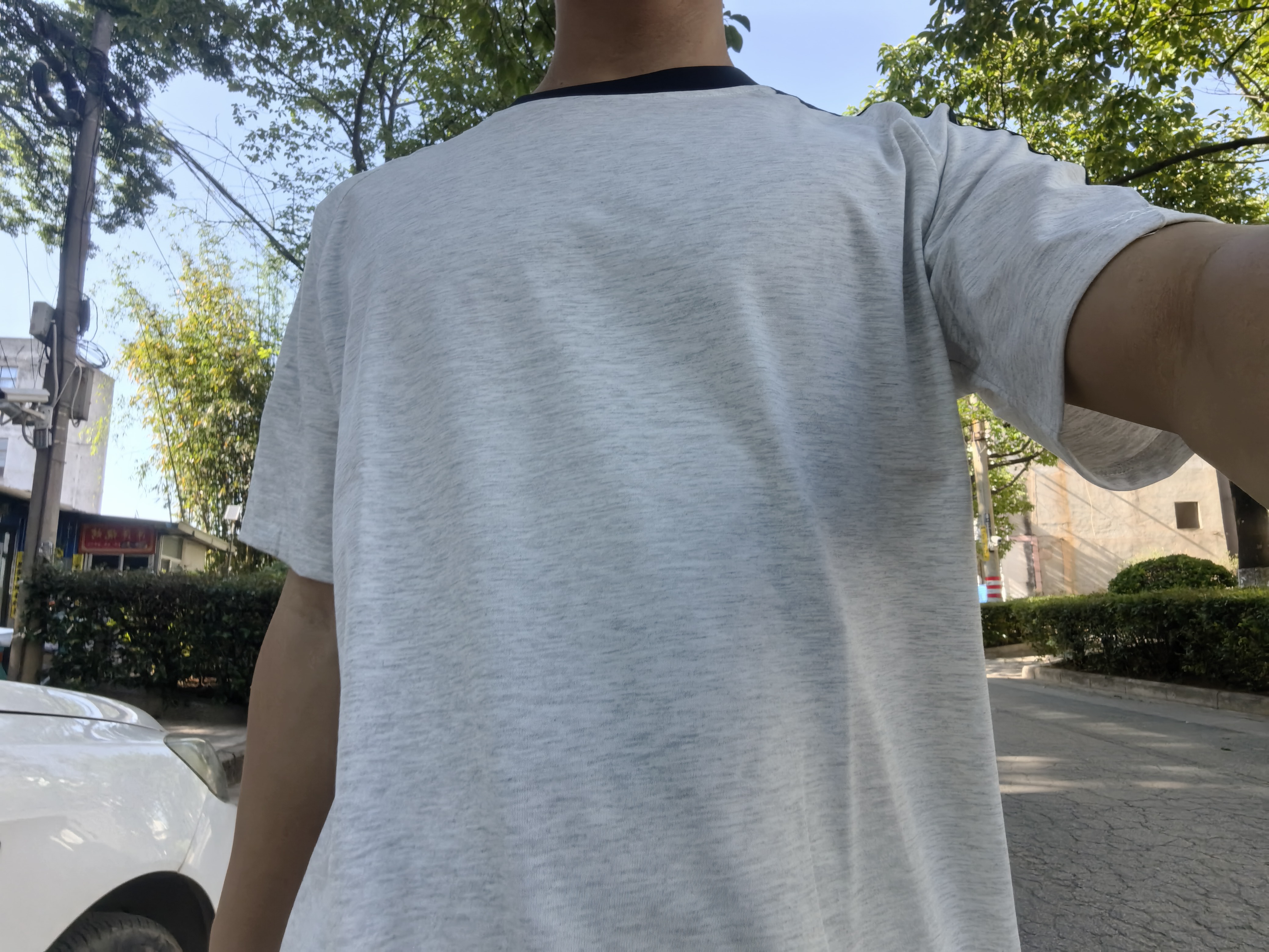 Wassup Sohot短袖T恤男夏季復古拼接三條杠撞色寬松小眾休閑打底衫 白花灰 XL 曬單實拍圖