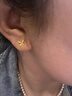 六桂福珠寶黃金耳釘女足金鑲嵌鋯石花朵耳飾送女友生日禮物 約0.85克+品牌禮盒 曬單實(shí)拍圖