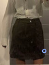 茵曼麂皮絨復古短裙2025秋女裝新款高腰顯瘦A字半身裙 深咖啡 M 曬單實拍圖