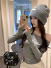 嫻柔純欲斜肩長(cháng)袖T恤女早秋2025新款修身顯瘦辣妹小眾露肩上衣打底衫 深灰色 L 曬單實(shí)拍圖