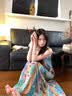 槿城新中式國風套裝云南旅游穿搭女裝民族風拍照油畫吊帶連衣裙開衫 吊帶裙 QZ28N L 曬單實拍圖