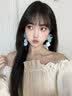 宜品達花朵流蘇耳環女氣質高級感小眾2026年新款無耳洞耳夾海邊度假耳飾 藍色花朵無耳洞耳夾款 曬單實拍圖