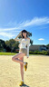 尤克達(dá)蒂（yookdd） 短褲女夏季新款美式高級(jí)感牛仔短褲高腰緊身辣妹顯瘦百搭a字熱褲 卡其色 L 曬單實(shí)拍圖