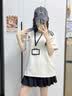 LDBEpolo領條紋拼接學院風短袖t恤女夏季寬松美式復古設計感體恤上衣 白灰色【升級款】面料升級 （95%買家選擇） XL 140-160斤 曬單實拍圖