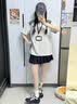 LDBEpolo領條紋拼接學院風短袖t恤女夏季寬松美式復古設計感體恤上衣 白灰色【升級款】面料升級 （95%買家選擇） XL 140-160斤 曬單實拍圖