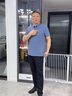 啄木鳥冰絲短袖t恤男爸爸套裝2026新款夏季父親節禮物中老年男士polo衫 霧霾藍短袖+黑色褲子 XL (建議125-140斤) 曬單實拍圖